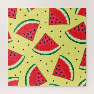 Watermelon Pieces: Summer Yellow Pattern Jigsaw Puzzle