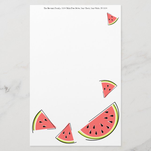 Watermelon Pieces Text Stationery (Front)