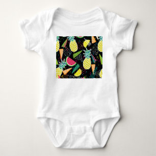 Watermelon Pineapple: Geometrical Seamless Pattern Baby Bodysuit