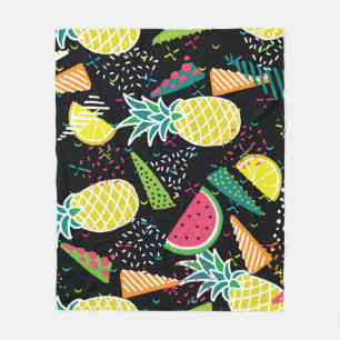 Watermelon Pineapple: Geometrical Seamless Pattern Fleece Blanket