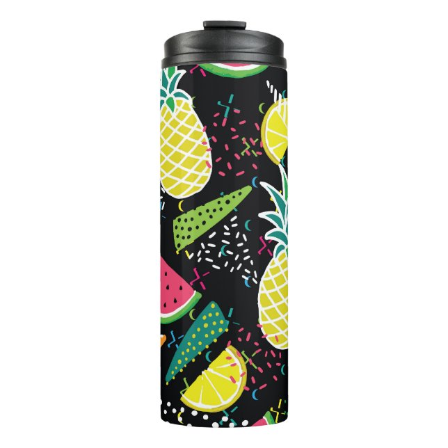 Watermelon Pineapple: Geometrical Seamless Pattern Thermal Tumbler (Front)
