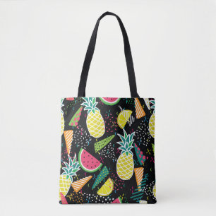 Watermelon Pineapple: Geometrical Seamless Pattern Tote Bag