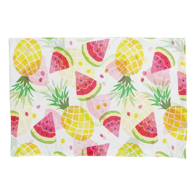 Watermelon Pineapple Summer Seamless Print Pillowcase (Front)