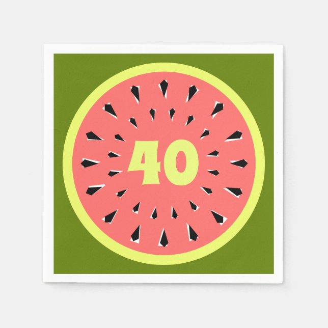Watermelon Pink 40 Age napkins paper (Front)