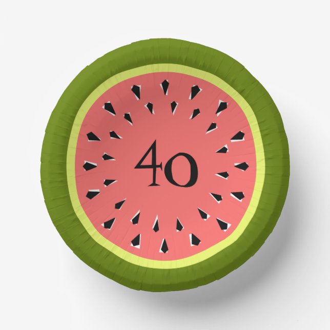 Watermelon Pink 40 Age Paper Plate (Front)
