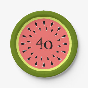 Watermelon Pink 40 Age paper plates