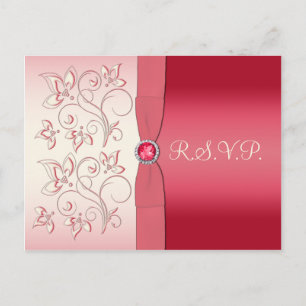 Watermelon Pink and Ivory R.S.V.P. Postcard