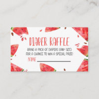 Watermelon Pink Baby Shower Diaper Raffle Card