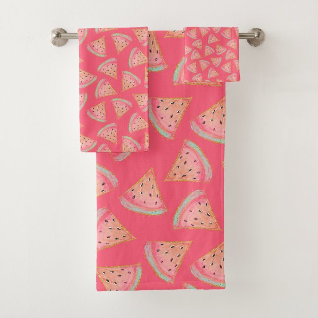 Watermelon Pink Bath Towel Set (Insitu)
