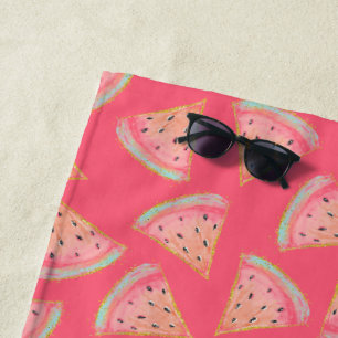 Watermelon Pink Beach Towel