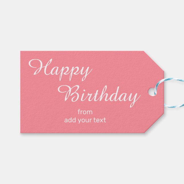 Watermelon Pink Birthday Gift Tags (Front (Horizontal))