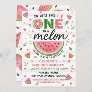  Watermelon Pink Birthday Invitation 