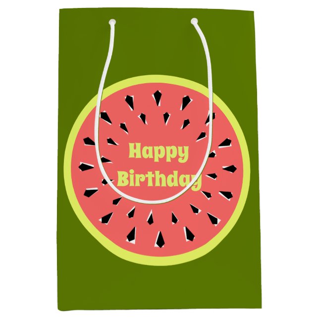 Watermelon Pink Birthday Medium Gift Bag (Front)