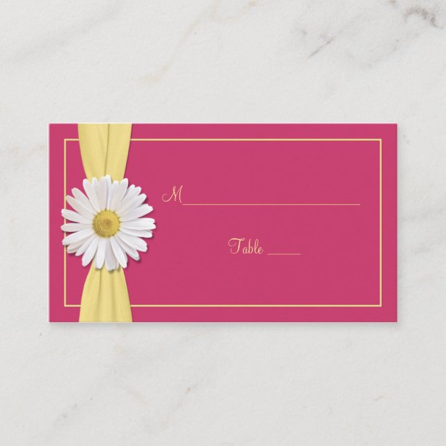 Watermelon Pink Daisy Wedding Place Cards (Front)