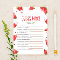 Watermelon Pink Green Guess Who Baby Shower Game 