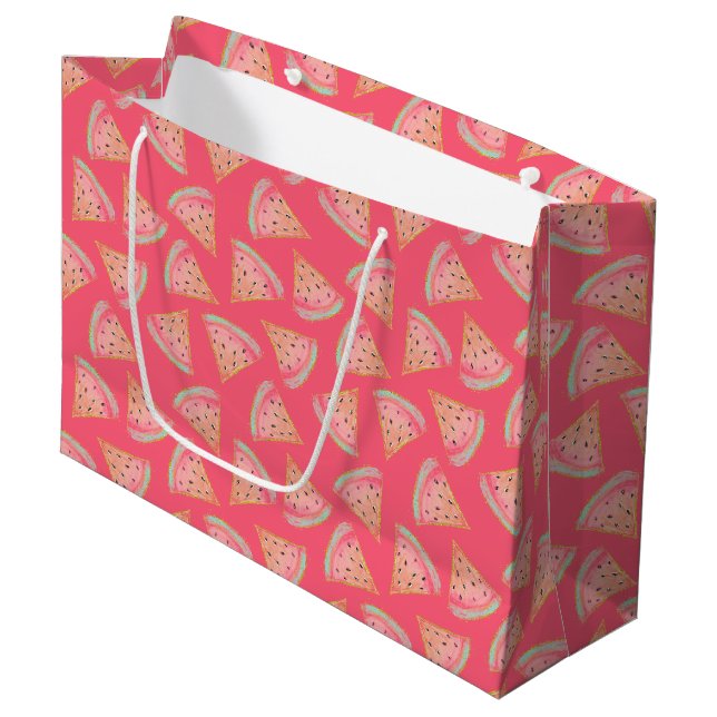 Watermelon Pink Large Gift Bag (Front Angled)
