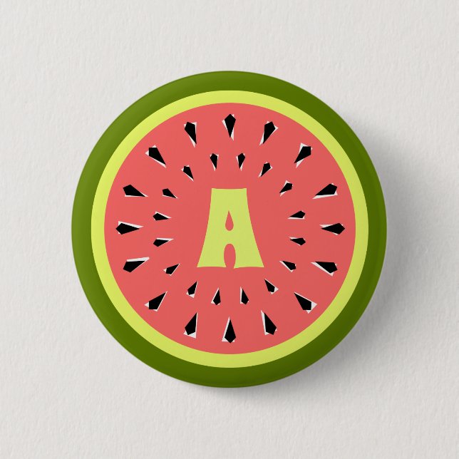 Watermelon Pink Monogram 6 Cm Round Badge (Front)