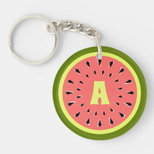 Watermelon Pink Monogram Text Key Ring