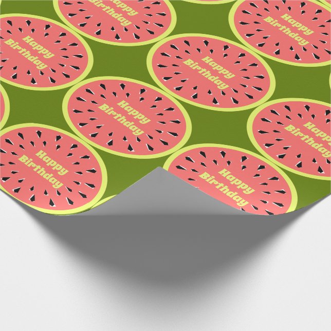 Watermelon Pink Multi Happy Birthday Wrapping Paper (Corner)