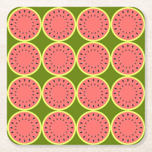 Watermelon Pink Multi Square Paper Coaster
