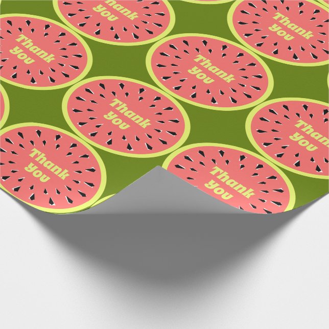 Watermelon Pink Multi Thank You Wrapping Paper (Corner)