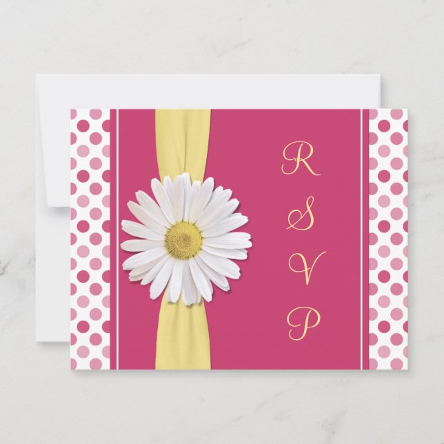 Watermelon Pink Polka Dot Wedding Reply Card (Front)