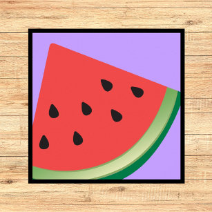 Watermelon Pink Purple Mid Century Modern Fruit Poster