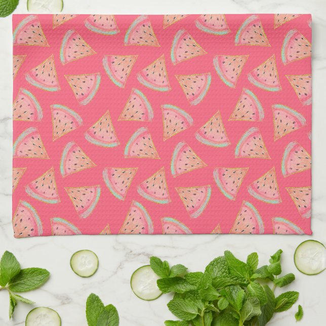 Watermelon Pink Tea Towel (Folded)