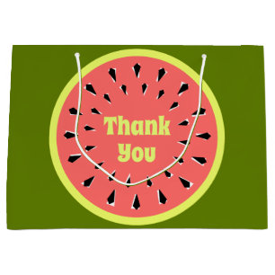 Watermelon Pink Thank You Large Gift Bag