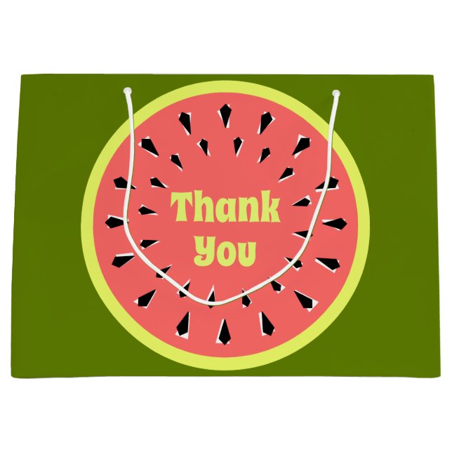 Watermelon Pink Thank You Large Gift Bag (Front)