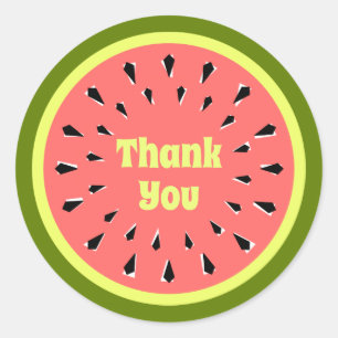 Watermelon Pink Thank You round Classic Round Sticker