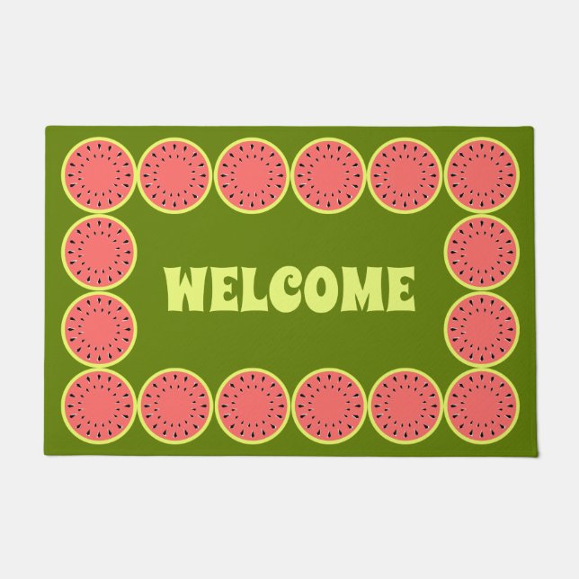 Watermelon Pink Welcome Doormat (Front)