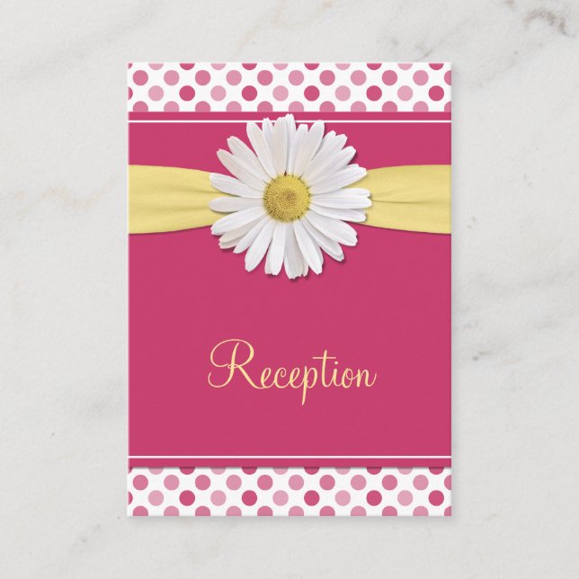 Watermelon Pink & Yellow Daisy Reception Cards (Front)