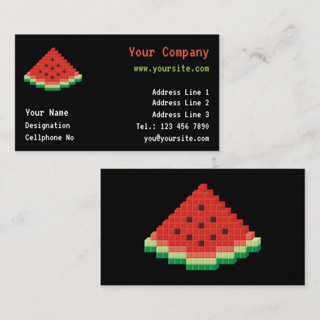 Watermelon Pixel Art Business Card (Front/Back)