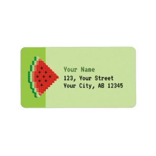 Watermelon Pixel Art Label