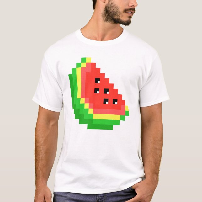 Watermelon Pixel Retro 8-Bit Love Watermelon T-Shirt (Front)