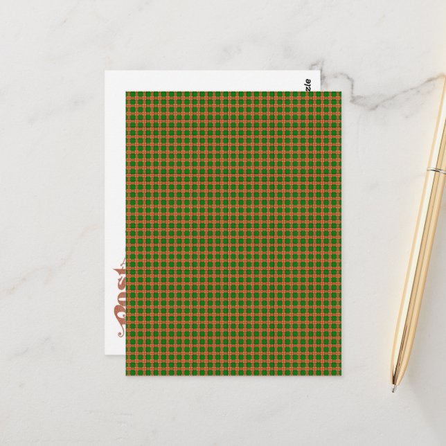 Watermelon Plaid Pattern Postcard (Front/Back In Situ)