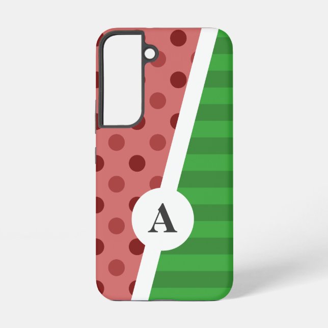 Watermelon Polka Dot and Stripe Pattern Samsung Galaxy S22 Case (Back)