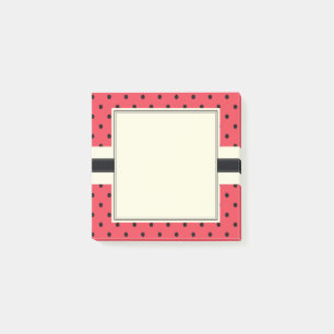 Watermelon polka dots pink and black fruit modern post-it notes