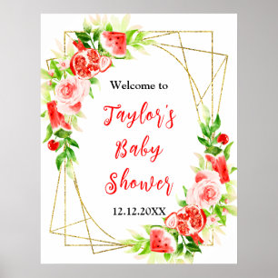 Watermelon Pomegranate Baby Shower Welcome Sign