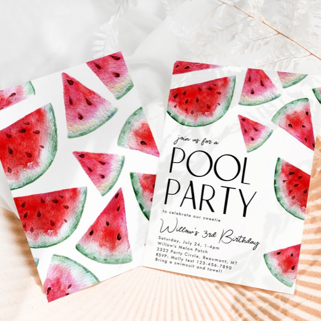 Watermelon Pool Party Birthday Invitation (Creator Uploaded)