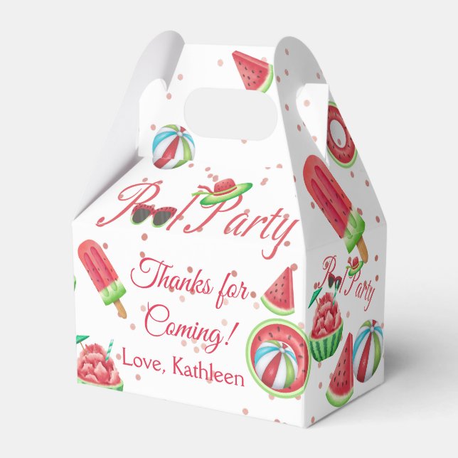 Watermelon Pool Party Thank You Favour Box (Front Side)