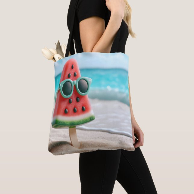Watermelon Popsicle In Beach Sand Tote Bag (Close Up)