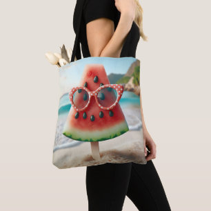 Watermelon Popsicle Wearing Sunglasses Tote Bag