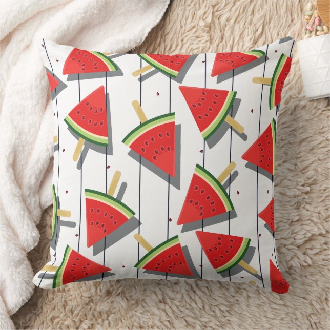 Watermelon Popsicles & Stripes Pattern Cushion (Blanket)
