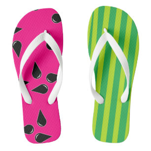 Watermelon Print Adult Flip Flops, Wide Straps Flops