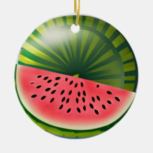 Watermelon Pun Personalised Christmas Ceramic Tree Decoration
