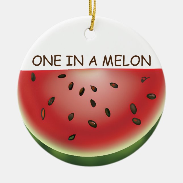 Watermelon Pun Personalised Christmas Ceramic Tree Decoration (Front)