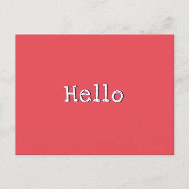 Watermelon Red Chic Modern Simple Hello Custom Postcard (Front)