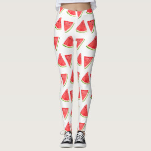 Watermelon Red fruit watercolor Food Pattern  Leggings